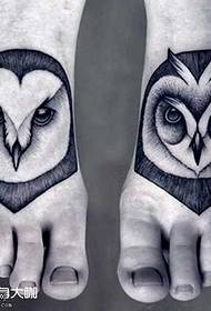 foot owl tattoo pattern
