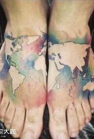 발 색 지구본 문신 패턴
