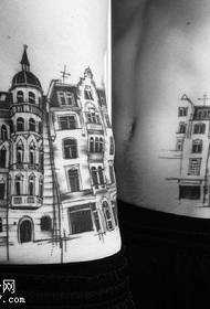 Vzor tetovania Abdominal City Tall Building