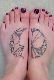 prilično modno dvostruko stopalo evolucija stablo Tattoo pattern picture