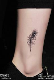 beautiful feather tattoo pattern on the ankle