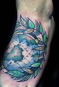Modello di tatuaggio di colore del piede