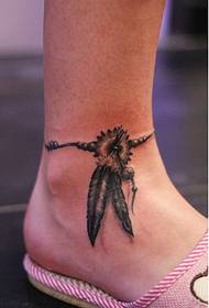 isithombe sangemuva sezinsikazi esisesimweni esihle se-anklet feather tattoo