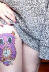 modello del tatuaggio dell'orologio del gufo bello popolare delle gambe della ragazza 46707-ragazze gambe modello del tatuaggio dell'elefante del bambino meravigliosamente modellato