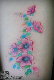미각 아름다운 색 벚꽃 문신 도안