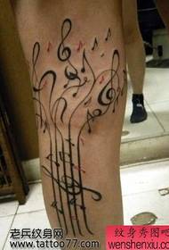 leg classic note tattoo pattern
