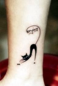 flickor fötter lekfull tecknad katt tatuering figur