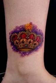 leg Tattoo Muster: Been Faarf Kroun Tattoo Muster