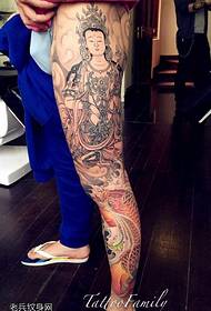 Klassisches traditionelles Guanyin Koi Tattoo Muster