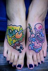 aranyos színes rajzfilm tetoválás tetoválás mindkét lábán