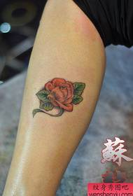 Крака красива цветна розова татуировка модел