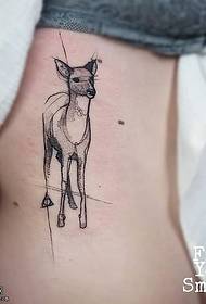 Modello di tatuaggio di agnello inchiostrato addome
