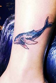 bare foot cute color dolphin tattoo picture