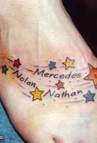 disegno del tatuaggio a cinque stelle pieno piede