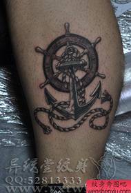 muundo mzuri wa tattoo ya nanga kwenye mguu