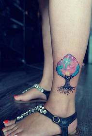 sieviešu potītes modes izskatīga krāsa zvaigžņota koka tetovējums attēla attēls