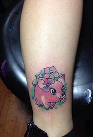 ankle color can be seen cartoon pig tattoo pattern picture