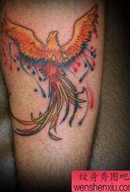 rangi ya mguu moto phoenix tattoo muundo