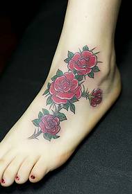 e përshtatshme për vajzat Fotografitë e tatuazheve me lule instep seksi dhe simpatike
