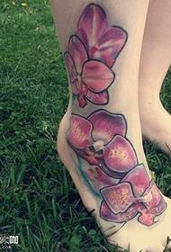 foot pink flower tattoo pattern