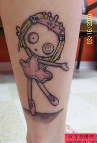 Patrón de tatuaxe de pernas: patrón de tatuaxe de títeres de debuxos animados de pernas