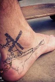 modello di tatuaggio del piede mulino a vento modello di tatuaggio del loto dell'acquerello 47223 piedi