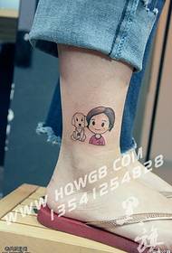 ankle on the owner and the dog's Portrait tattoo pattern