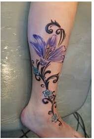 gražus pėdų mados gražių gėlių vynuogių tatuiruotės modelio paveikslėlis