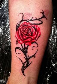 foot beautiful red Rose tattoo pattern