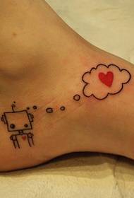 gadis kaki lucu kartun tato merah hati