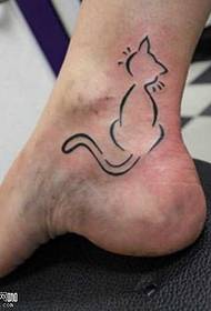 fot linje katt tatuering mönster