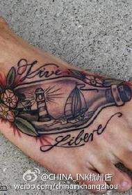 piede tatuaggio stile europeo e americano azalea alla deriva bottiglia tatuaggio