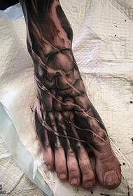 patrón de tatuaje de hueso realista del pie