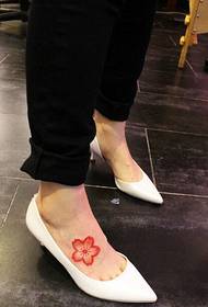 foot pink cherry blossom tattoo pattern