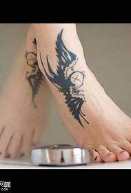 foot wing bird tattoo pattern