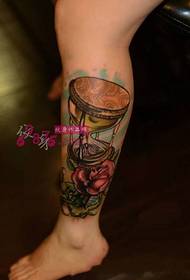 Europese stijl Rose zandloper enkel tattoo foto