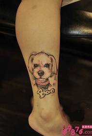 srčkan pes portret gleženj tatoo slike