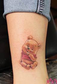 可爱维尼小熊脚踝纹身图片