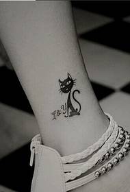 image de modèle de tatouage chaton frais filles pieds