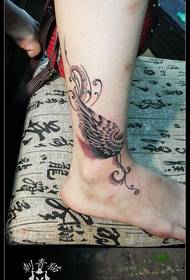 Ankle wings tattoo pattern