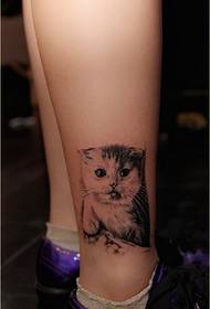 時尚個性腳踝美麗的貓紋身圖案欣賞圖片