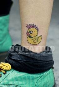 small fresh foot color duck tattoo pattern
