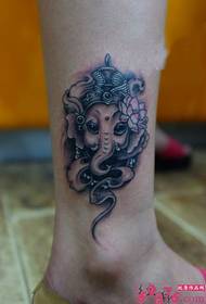 Little Elephant God Ankle Tattoo Picture
