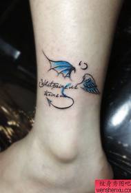 an ankle archangel demon wing tattoo pattern