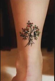 pés das nenas fermosas cores creativas tatuaxe de árbore pequenas