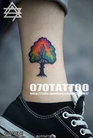 ankle color tree tattoo pattern