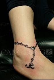 wasichana ankle mtindo mzuri Kiingereza anklet tattoo picha