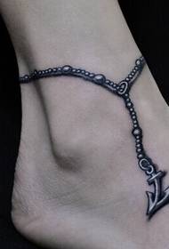 immagine tatuaggio temperamento monocromatico tempera catena ancoraggio ragazza