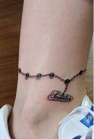 letra de padrão de tatuagem de letra bonita tornozeleira pé