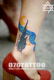 a beautiful ankle starry sky tattoo work picture